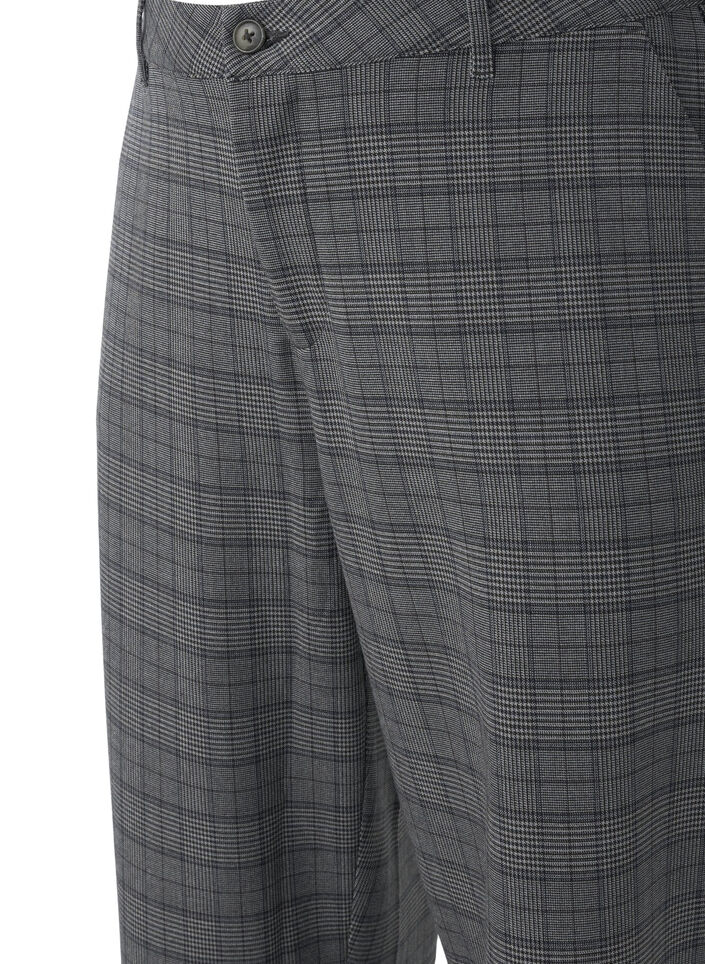 Gekleurde broek met hoge taille en rechte pijpen, Check, Packshot image number 2