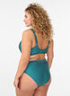 Gestreepte tai bikinibroek met gerimpelde rand, Groen, Model image number 1