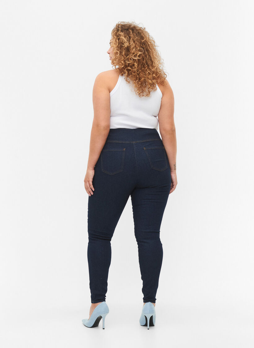 Effen katoenen jegging met stretch, Dark blue, Model image number 1