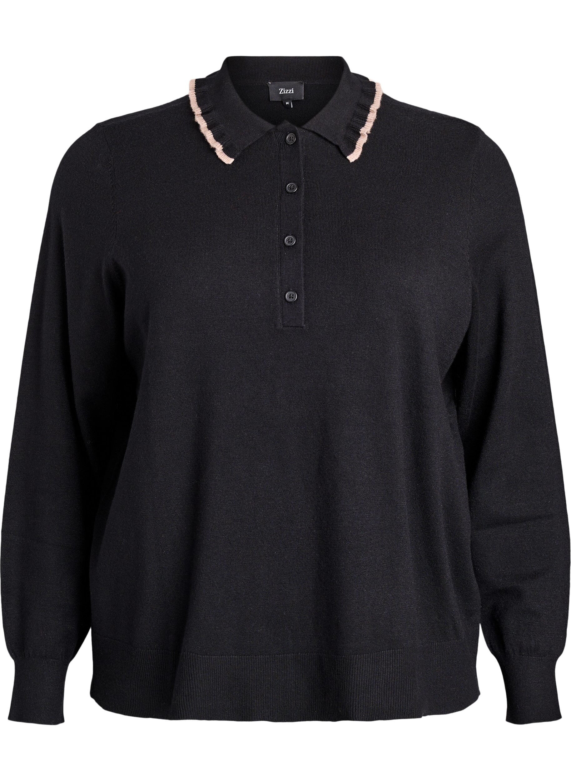 Gebreide blouse met een geruffelde polokraag