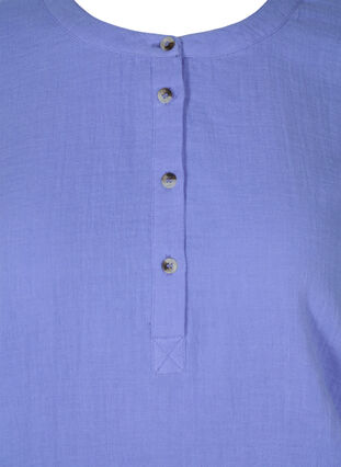 Katoenen blouse met knopen en 3/4-mouwen, Ultramarine, Packshot image number 2