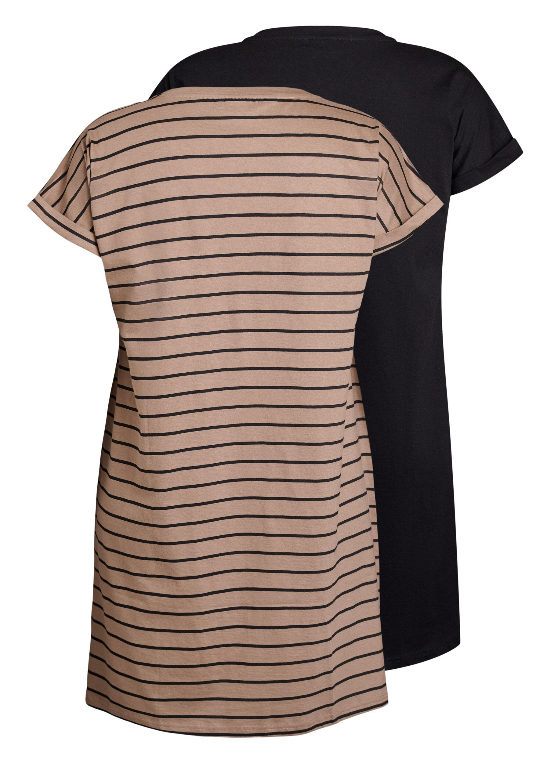 Zizzi2-pack T-shirtjurk met korte mouwen, Bruin, Packshot image number 1