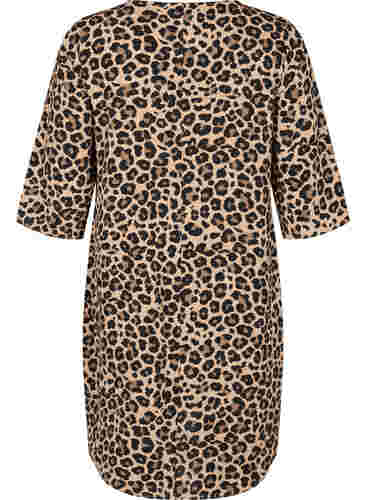 Bedrukte jurk met 3/4 mouwen, Leopard, Packshot image number 1