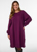 Korte gebreide jurk met raglanmouwen en een middennaad, Rood, Model image number 0