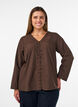 Blouse met broderie anglaise, Bruin, Model image number 0