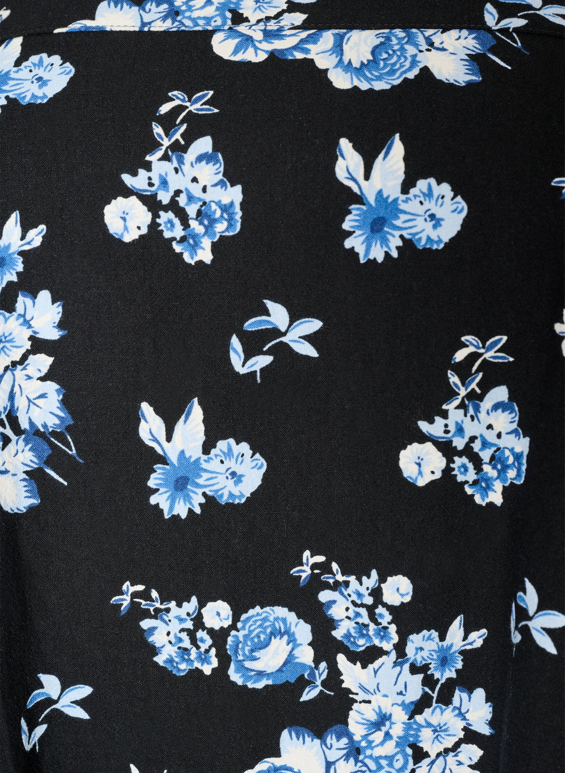 Zizzi Katoenen jurk met korte mouwen en print, Zwart, Packshot image number 2