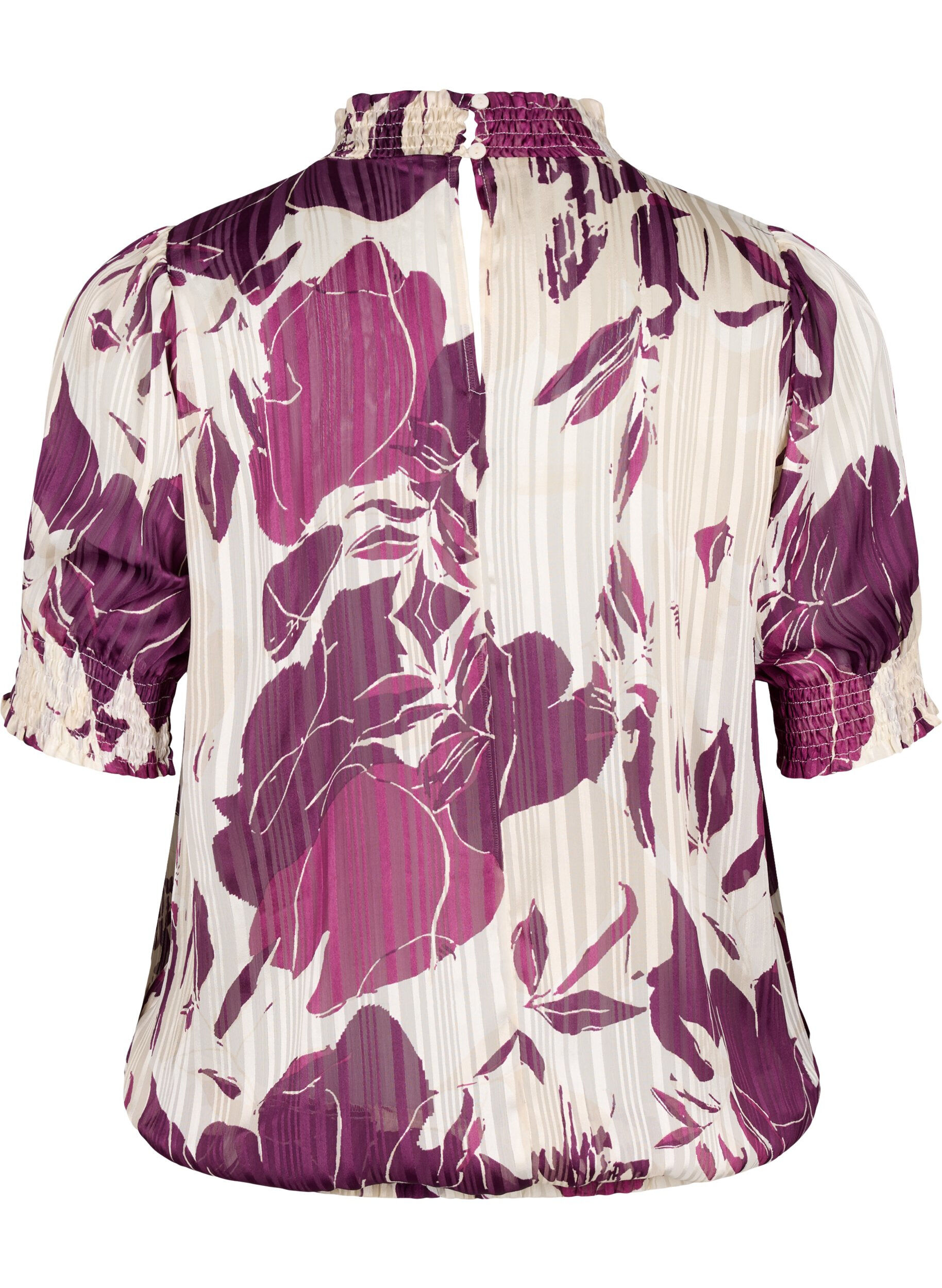 Zizzi  Smock-blouse met korte mouwen en print, D.Purple Graphic AOP, Packshot image number 1
