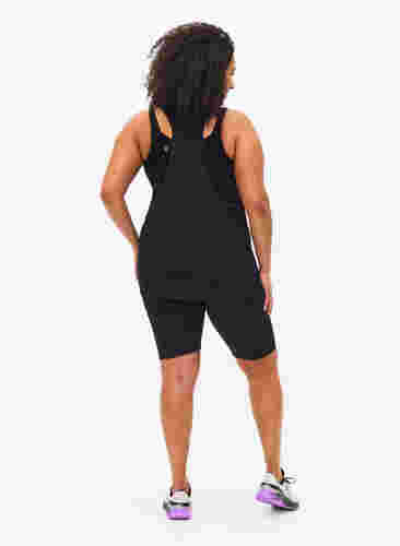 Lange strakke sport shorts, Black, Model image number 1