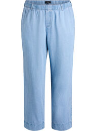 Brede jeans met een elastische tailleband, Blauw
