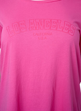 Katoenen t-shirt met tekstopdruk, Shocking Pink W. LOS, Packshot image number 2