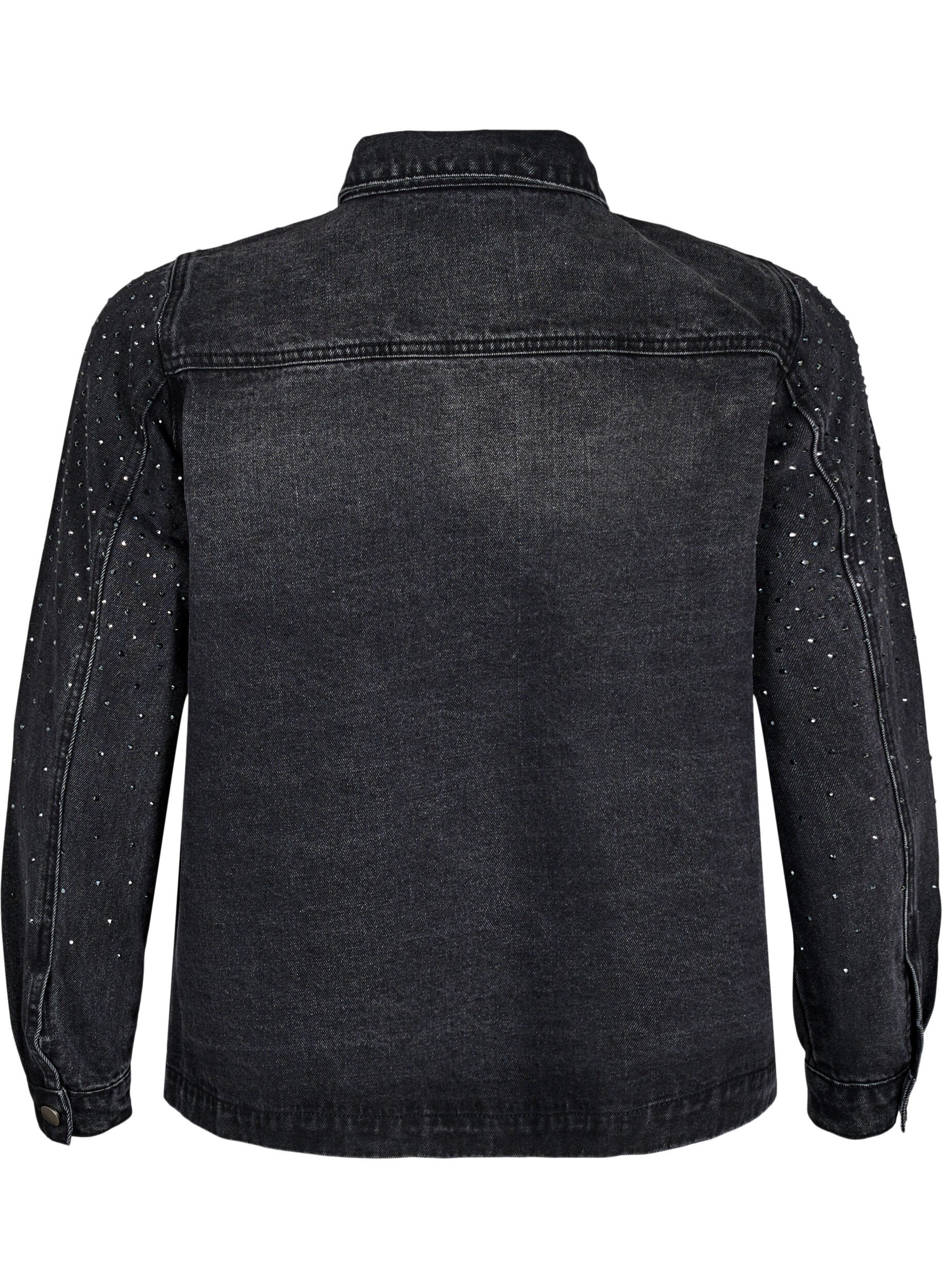 Zizzi Denimjas met rhinestones en grote zakken aan de voorkant, Grijs, Packshot image number 1