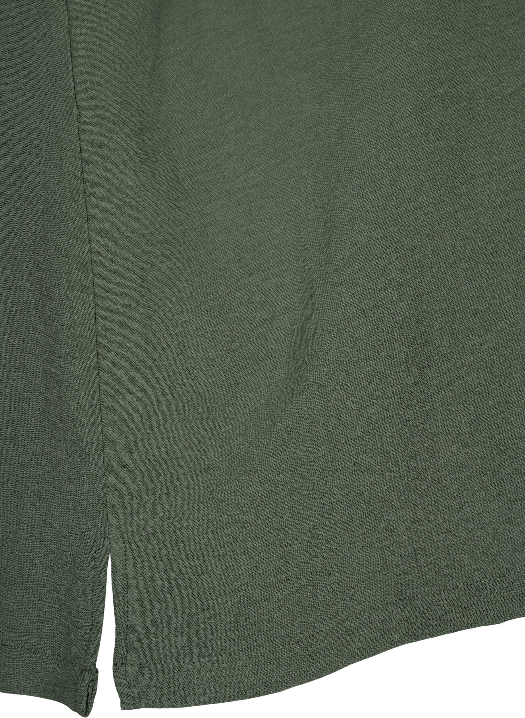 ZizziMouwloze top met kreukeffecten, Groen, Packshot image number 4