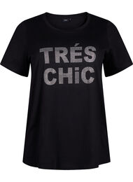 T-shirt van biologisch katoen met studs, Black W. TRÉS