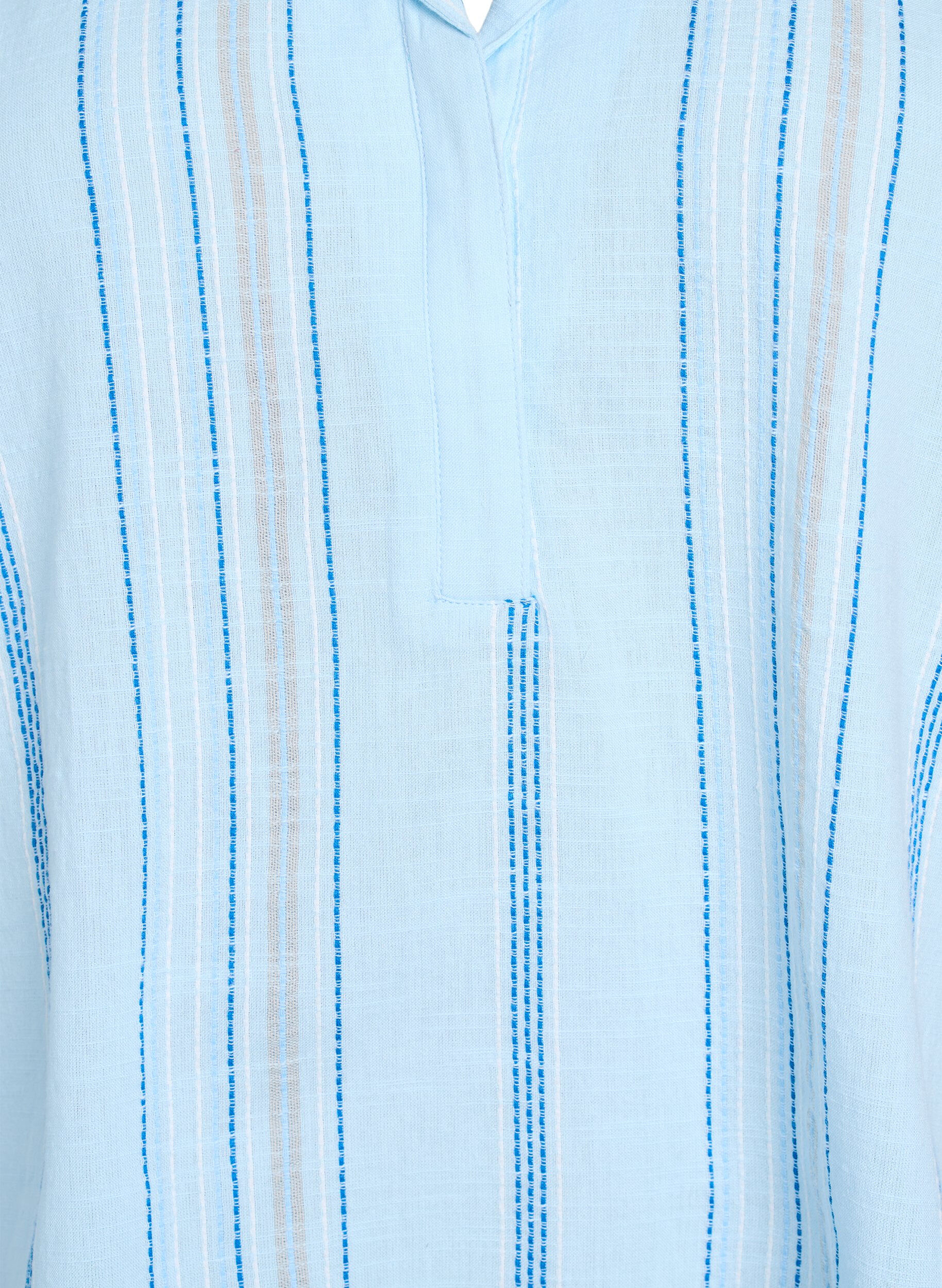 Zizzi Blouse met kraag en 3/4 mouwen, Blauw, Packshot image number 2