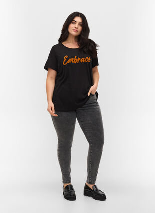 Katoenen t-shirt met korte mouwen en print, Black Embrace, Model image number 2