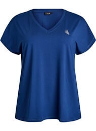 Losvallend trainings-T-shirt met V-hals, Blauw