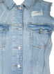 Mouwloze denim jurk met ruwe randdetails, Light Blue Denim, Packshot image number 2