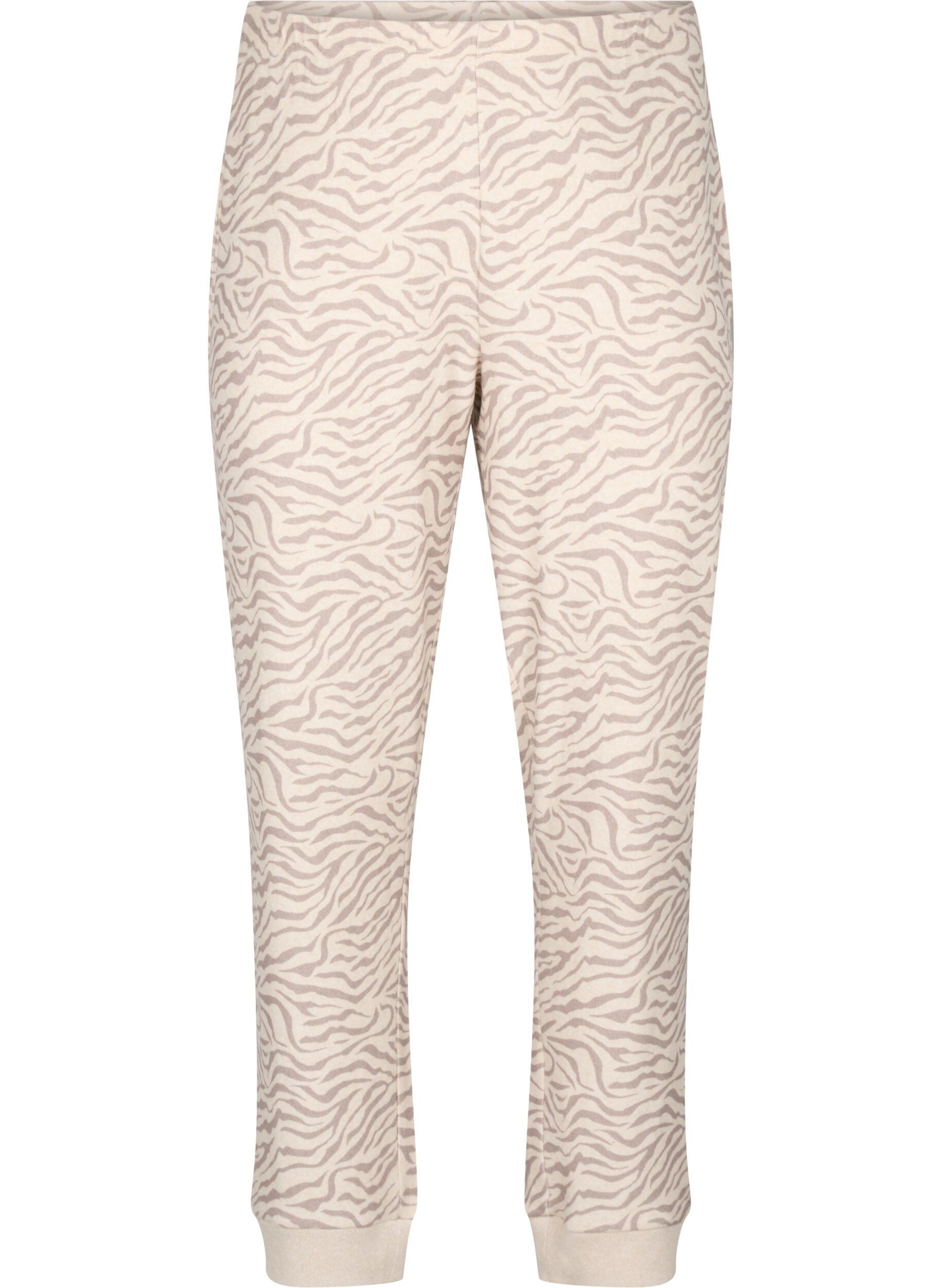 Zizzi Velours broek met print, Pink Tint AOP, Packshot image number 0