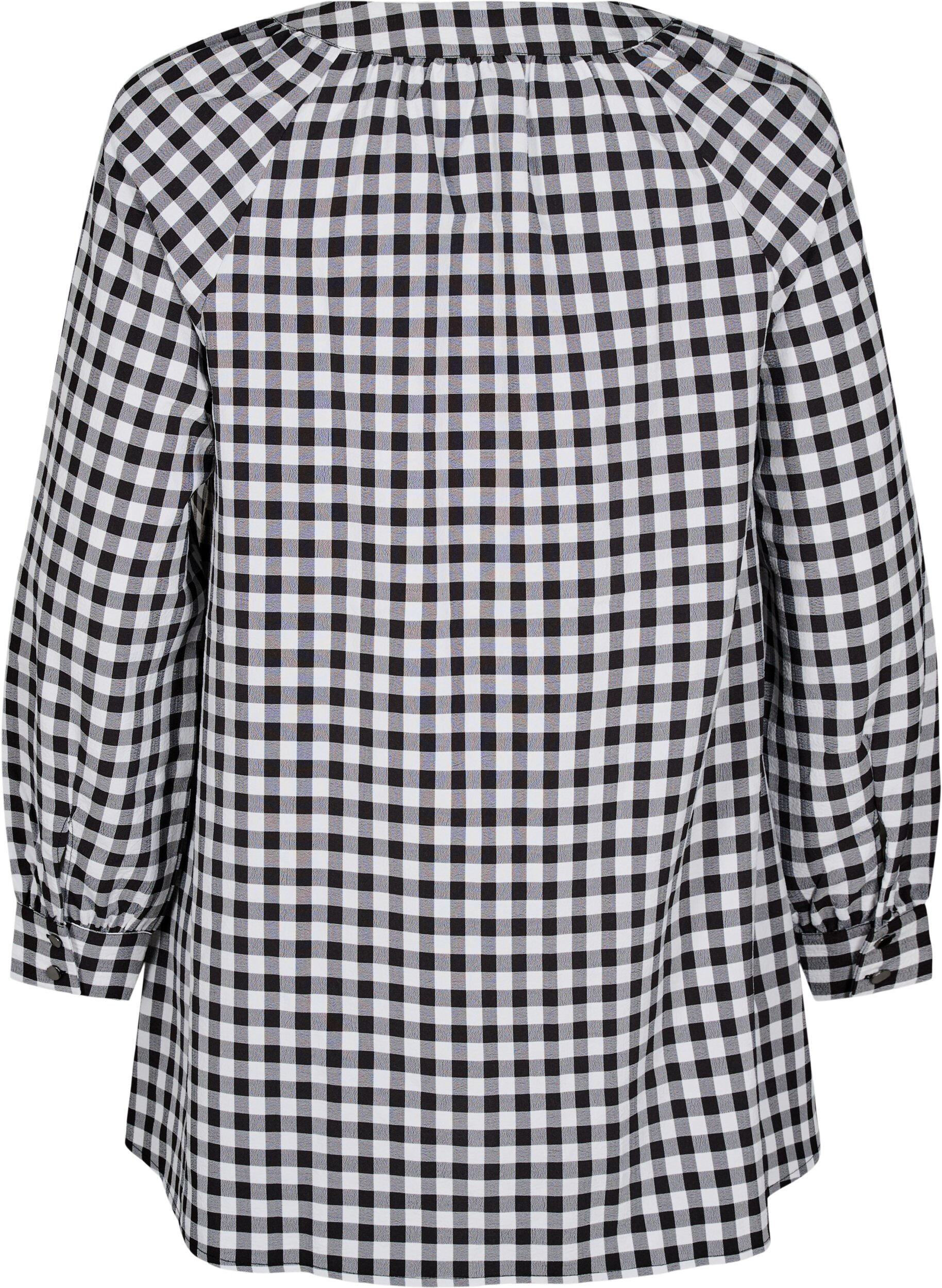 Zizzi Geruite tuniek met V-hals, Black/W. Gingham, Packshot image number 1