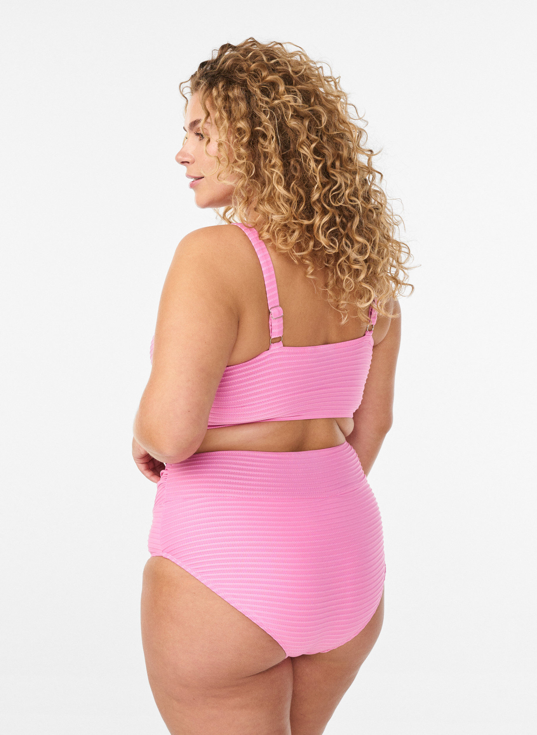 Zizzi Bikinibroekje met hoge taille en gekruiste bandjes, Roze, Model image number 1