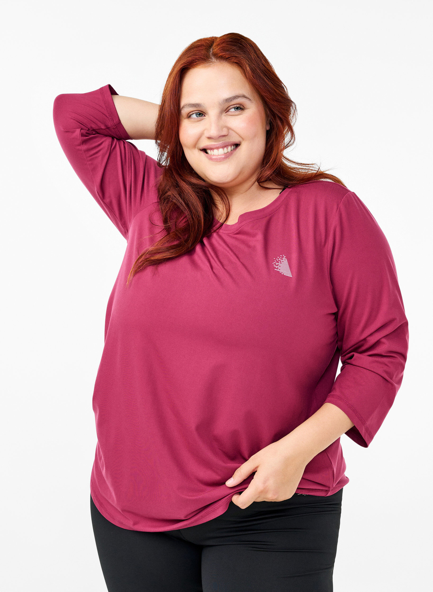 ZizziTraining blouse met 3/4 mouwen, Rood, Model image number 0