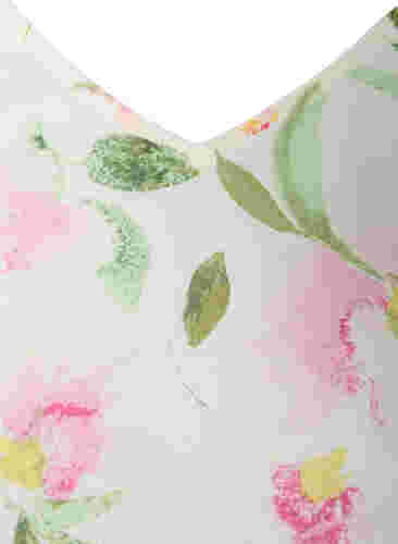 Bloemenblouse met lange mouwen en v-hals, White/Pink Flower, Packshot image number 2