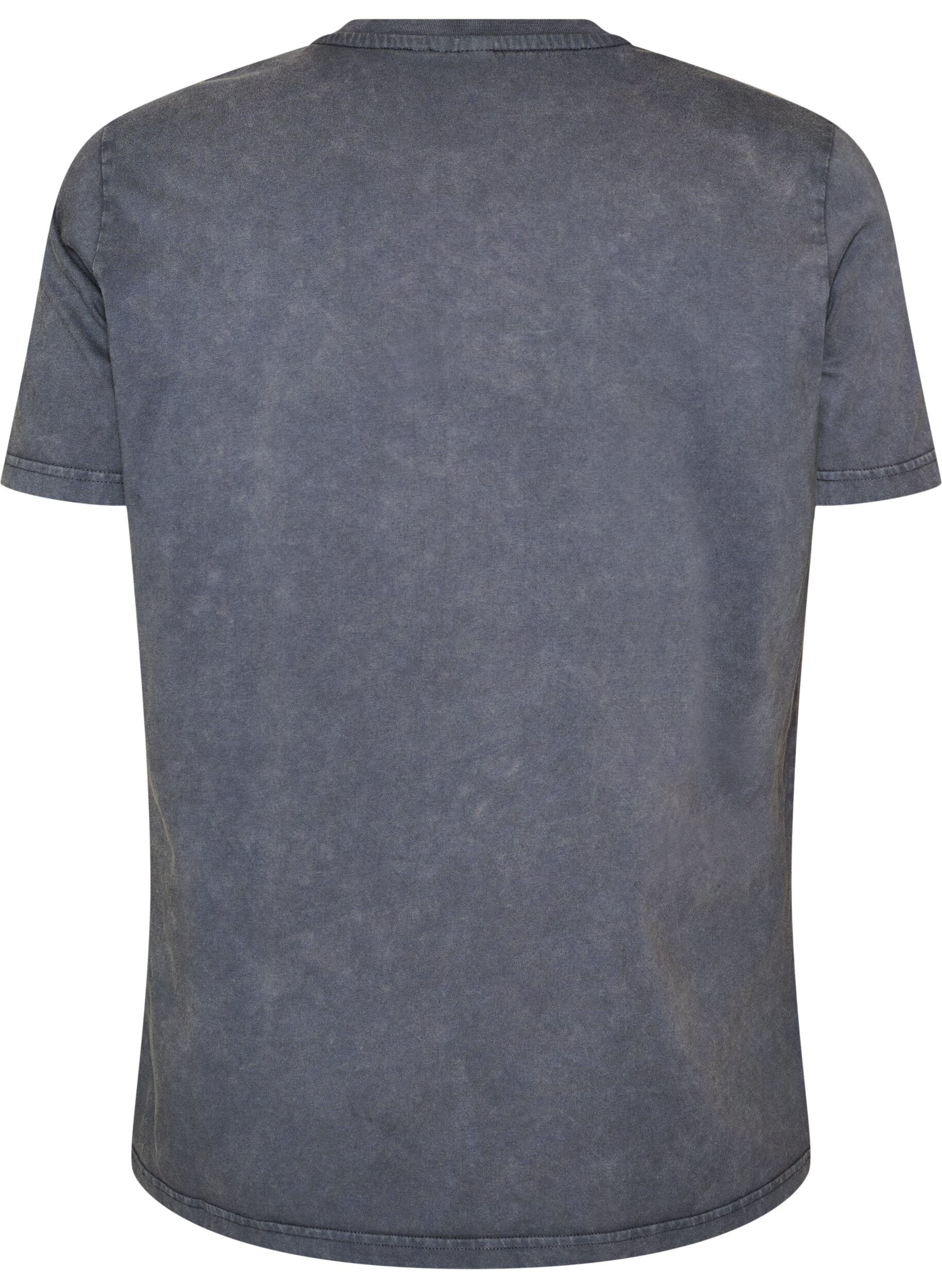 ZizziKatoenen T-shirt met print aan de voorkant en een gewassen look, Grijs, Packshot image number 1
