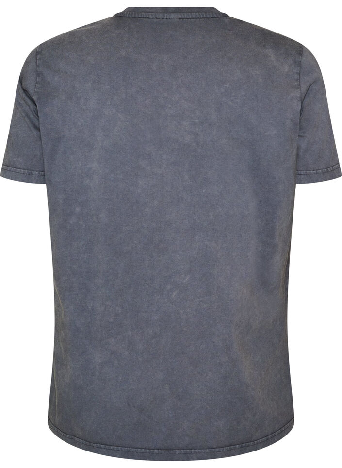 Katoenen T-shirt met print aan de voorkant en een gewassen look, Grijs, Packshot image number 1