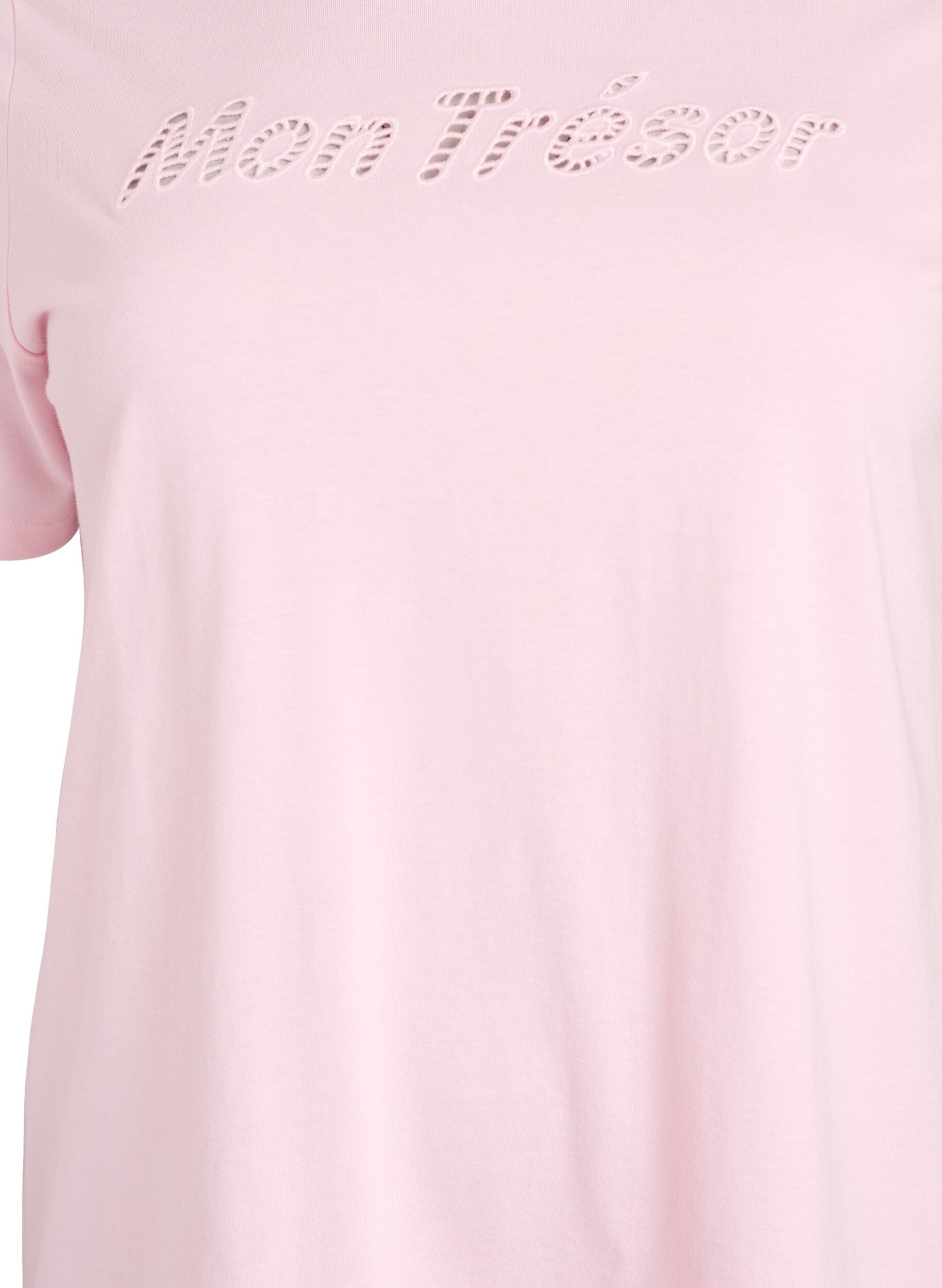 Zizzi Katoenen T-shirt met decoratief detail vooraan, Roze, Packshot image number 2