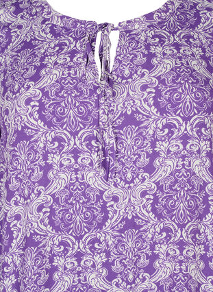 Viscose jurk met korte mouwen en print, D. Lavender Oriental, Packshot image number 2