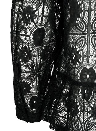 Kanten blouse met strikdetail, Black, Packshot image number 3