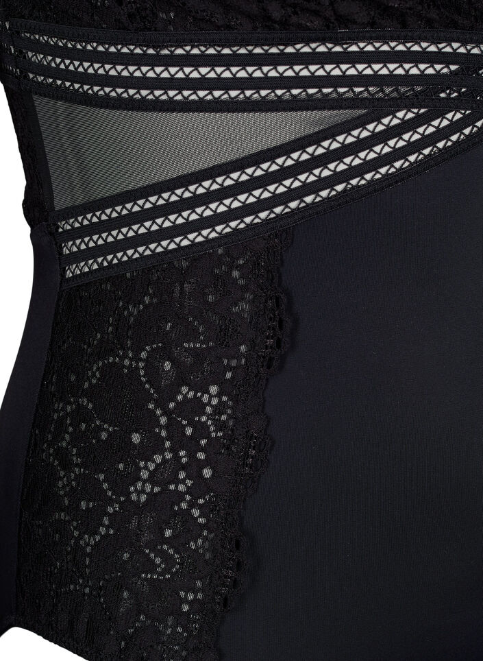 Bodystocking met kant en uitsnijdingen, Black, Packshot image number 3