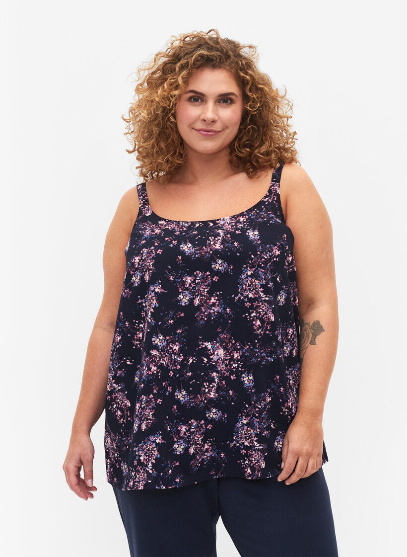 FLASH - Top met print, Navy Rose Flower, Model image number 0