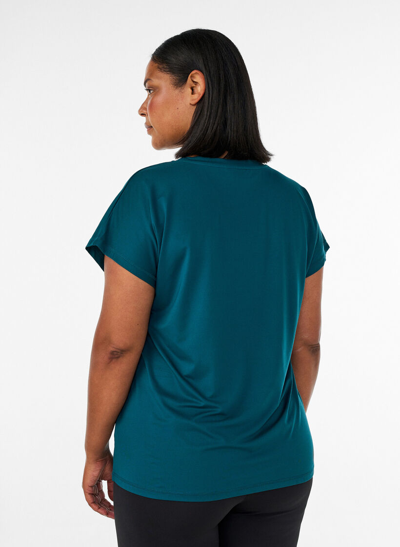 Losvallend trainings-T-shirt met V-hals, Groen, Model image number 2