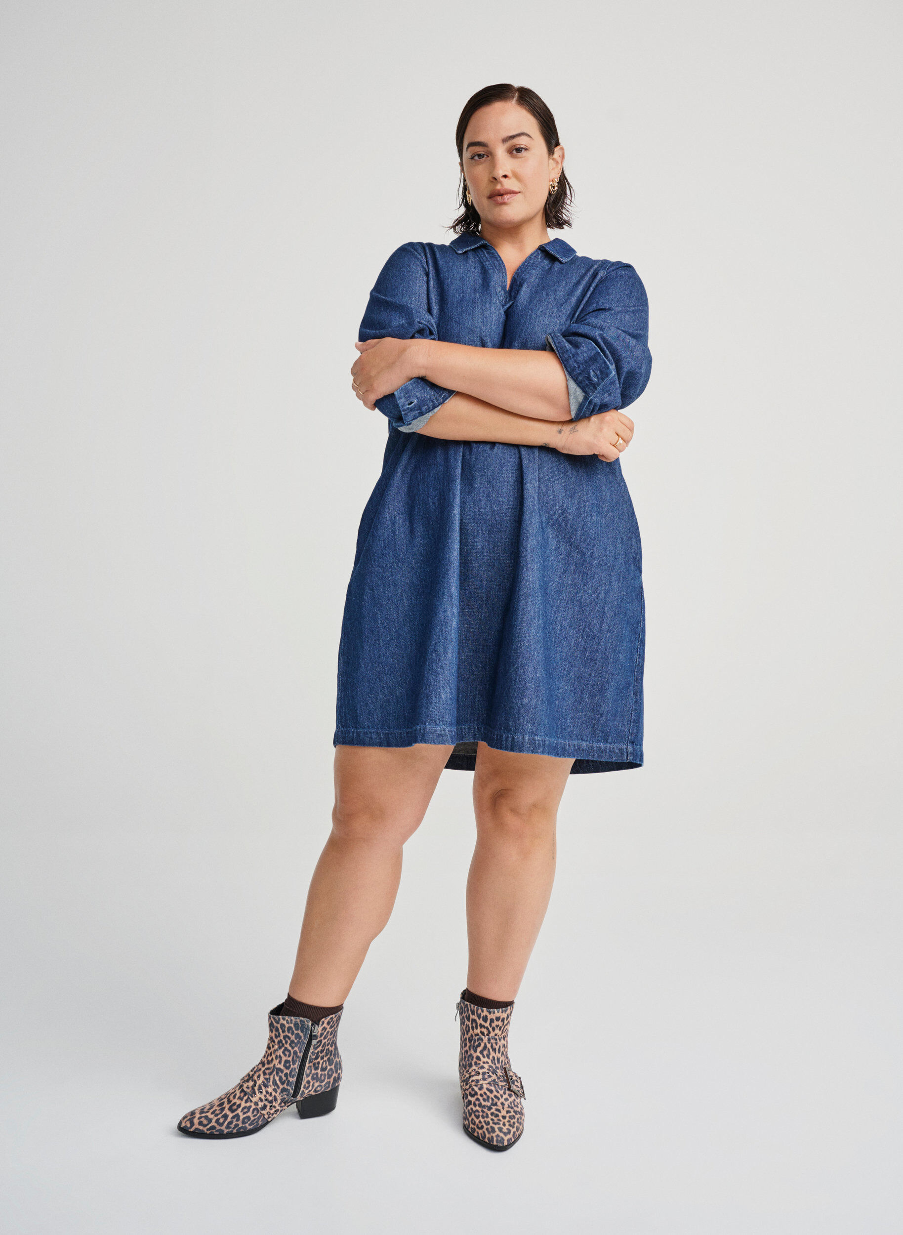 Wide fit - Luipaard print enkellaarsje met gesp en studs