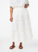 A-line midi skirt in cotton muslin with crochet band, Wit, Model image number 2