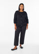 Cardigan met parelgeborduurde strikken en drukknoopjes, Zwart, Model image number 1