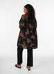 Jurk met bloemenprint en striksluiting, Zwart, Model image number 2