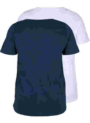 Set van 2 basic t-shirts in katoen, Navy B/B White, Packshot image number 1