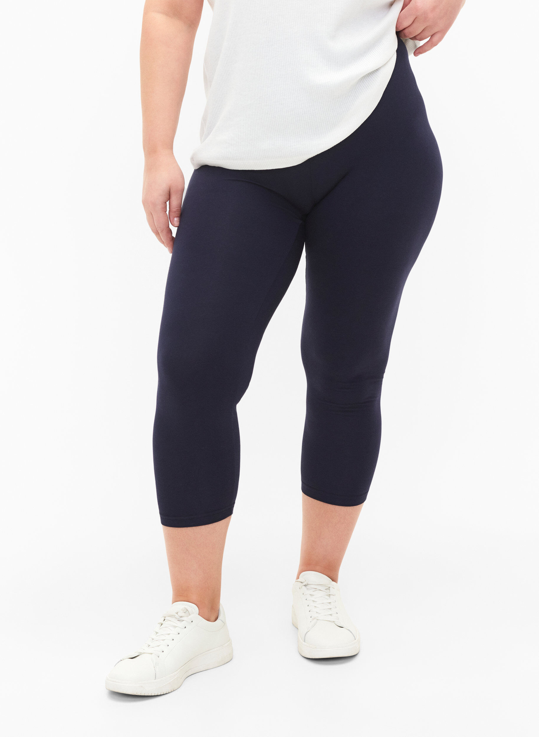 Basic 3/4 legging in viscose, Blauw, Model
