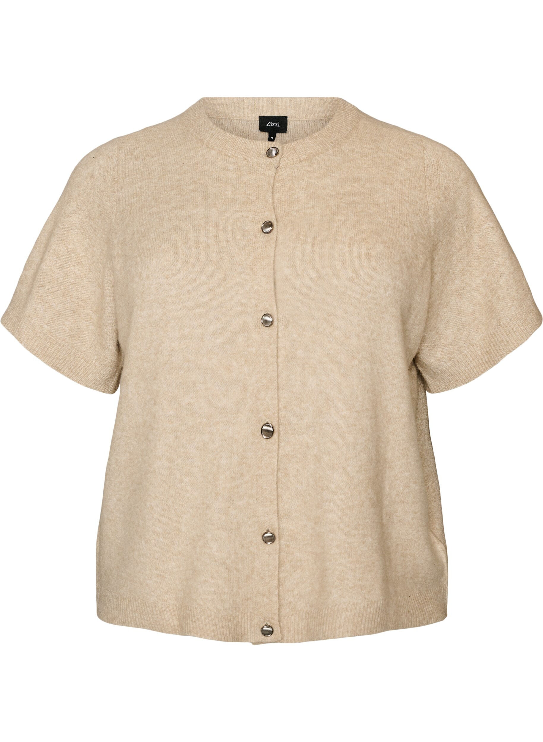 ZizziGebreid vest met korte mouwen, Beige, Packshot image number 0