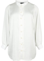 Lang shirt met parelknopen, Bright White