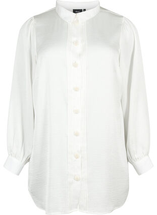 Lang shirt met parelknopen, Bright White, Packshot image number 0