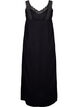 Halflange jurk met bandjes van viscose met kant, Black, Packshot image number 1