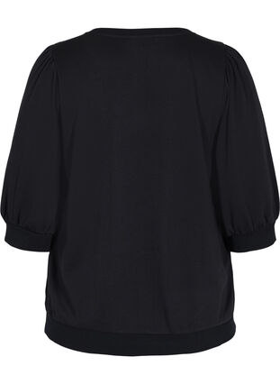 Sweatshirt met 3/4 mouwen, Black, Packshot image number 1