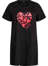 Nachtjapon met korte mouwen van biologisch katoen, Zwart