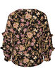 Blouse met bloemenprint en ruchesdetails, Zwart, Packshot image number 1