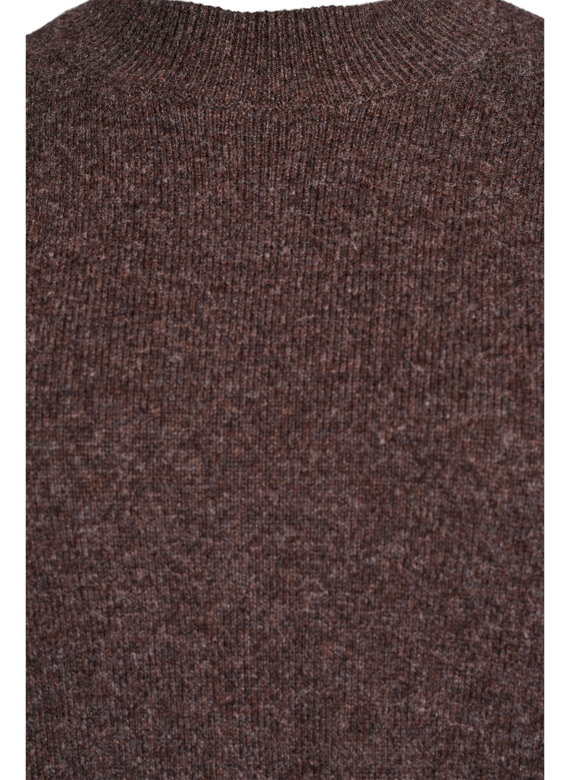 Zizzi Gebreide blouse met biologisch katoen en merinowol, Bruin, Packshot image number 2