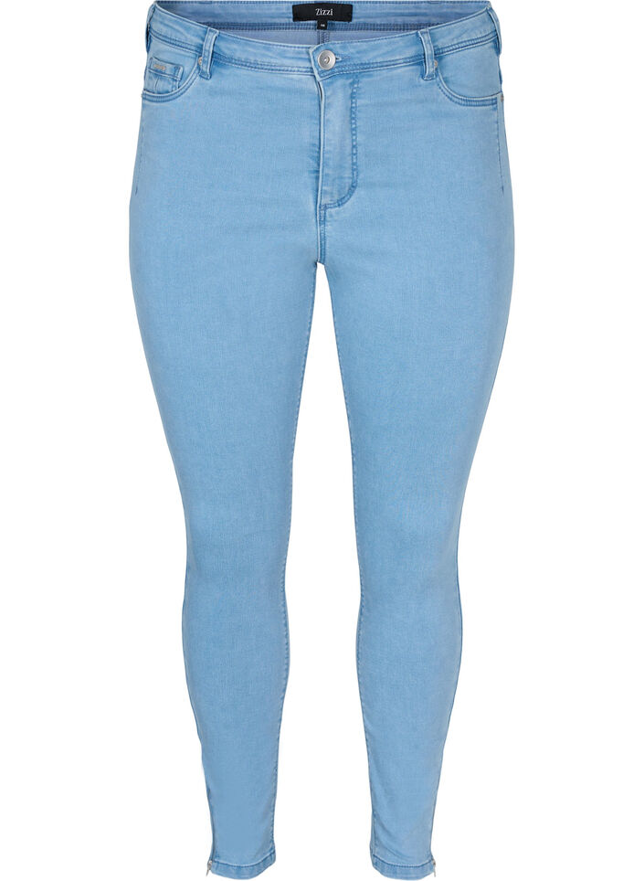 Cropped Amy jeans met rits, Blauw, Packshot image number 0