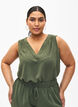 Mouwloze top met kreukeffecten, Groen, Model image number 0
